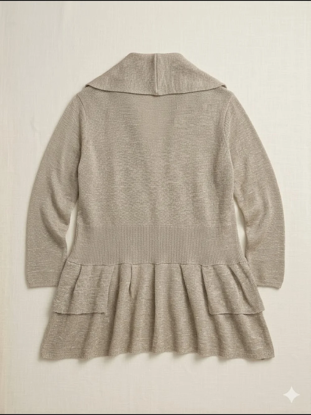 twik Lightweight Open-Front Cardigan in Heather Taupe - Picture 3 of 7